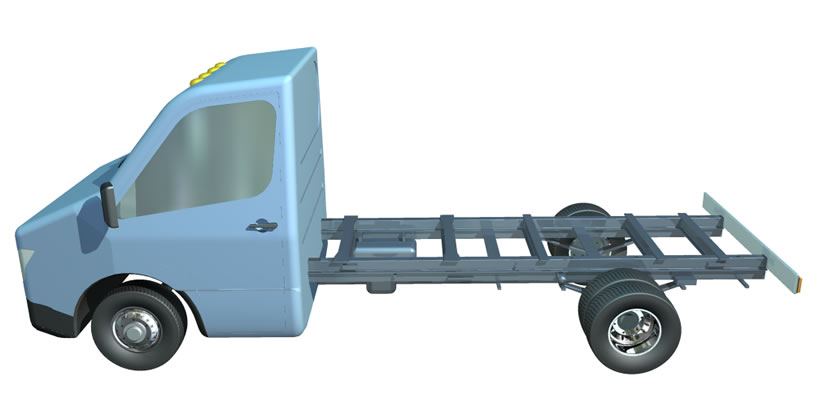 Mercedes Benz Sprinter chassis electronic model for design of attachments