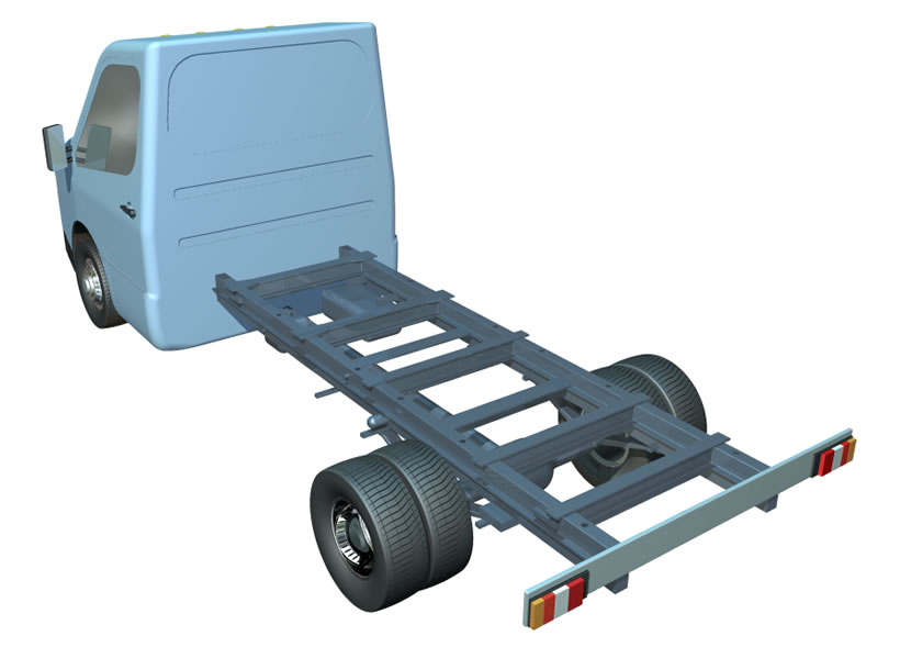 Mercedes Benz Sprinter chassis electronic model for design of attachments