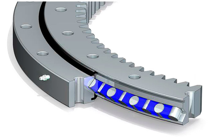 Internal teeth slewing rings with rollers